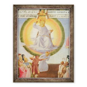Tablou inramat - Fra Angelico - Scene din viata lui Hristos, al treilea panou care prezinta Judecata de Apoi detaliu al lui Hristos, 70 x 90 cm