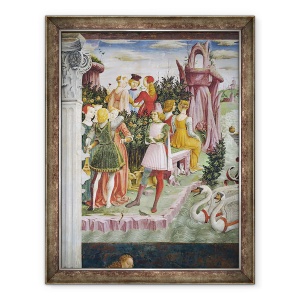 Tablou inramat - Francesco del Cossa - Triumful lui Venus, Aprilie din Camera Lunilor, detaliu din partea stanga, 70 x 90 cm