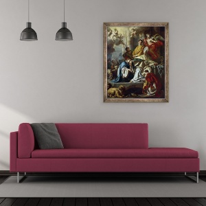 Tablou inramat - Francesco Solimena - Sfantul Ianuarie a fost vizitat in inchisoare de Proculus si Sosius, 50 x 60 cm - Img 2