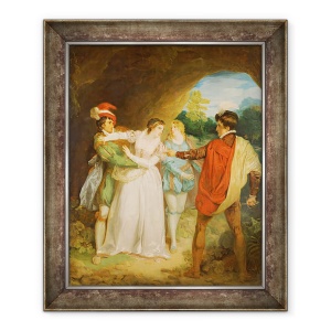 Tablou inramat - Francis Wheatley - Valentine salvand Silvia de Proteus, de William Shakespeare Cei doi domni din Verona, 50 x 60 cm