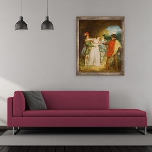 Tablou inramat - Francis Wheatley - Valentine salvand Silvia de Proteus, de William Shakespeare Cei doi domni din Verona, 50 x 60 cm - Img 2