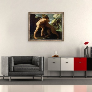 Tablou inramat - Francisco de Zurbaran - Hercule lupta cu leul din Nemeea, 50 x 60 cm - Img 2