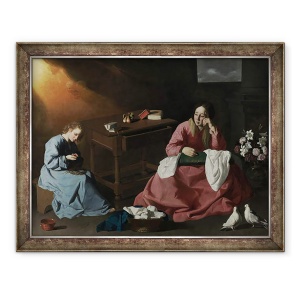 Tablou inramat - Francisco de Zurbaran - Hristos si Fecioara in Casa din Nazaret, 60 x 80 cm
