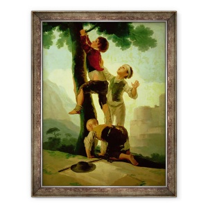 Tablou inramat - Francisco Jose de Goya y Lucientes - Boys Alpinism copac, desene animate pentru tapiserie, 60 x 80 cm