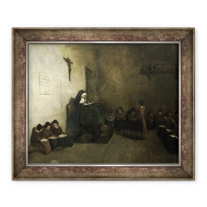 Tablou inramat - Francois Bonvin - Interiorul unei scoli pentru fete orfane, 50 x 60 cm