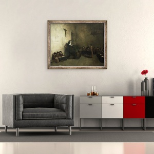 Tablou inramat - Francois Bonvin - Interiorul unei scoli pentru fete orfane, 50 x 60 cm - Img 2