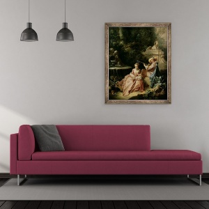 Tablou inramat - Francois Boucher - Lectia de muzica, 70 x 85 cm - Img 2