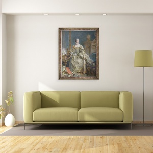 Tablou inramat - Francois Boucher - Madame de Pompadour 1721-64, 70 x 90 cm - Img 2