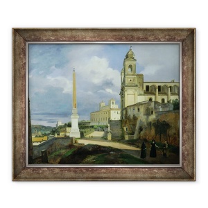 Tablou inramat - Francois-Marius Granet - Trinita dei Monti si Villa Medici, Roma, 50 x 60 cm