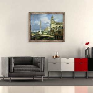 Tablou inramat - Francois-Marius Granet - Trinita dei Monti si Villa Medici, Roma, 50 x 60 cm - Img 2