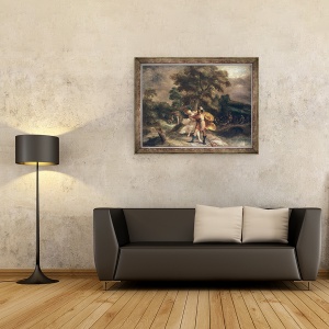 Tablou inramat - Frans II Francken - Iacov si ingerul, 70 x 90 cm - Img 2