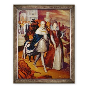 Tablou inramat - Frans II Pourbus - Portret De Ferdinand I 1549-1609 Mare Duce de Toscana si nepoata sa Marie 1573-1642, 60 x 80 cm