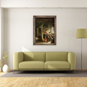 Tablou inramat - Frans van Mieris - Un alchimist si asistentul sau in atelierul lor, 70 x 90 cm - Img 2