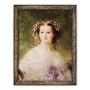 Tablou inramat - Franz Xaver Winterhalter - imparateasa Eugenie 1826-1920 si doamnele ei in asteptare, detaliu al imparatesei, 60 x 80 cm