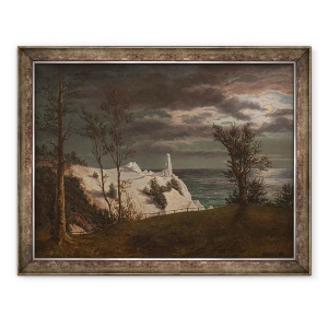 Tablou inramat - Frederik Hansen Sodring - Turnul de vara pe stancile insulei Møn. Lumina lunii, 70 x 90 cm