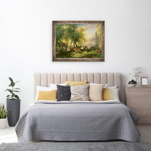 Tablou inramat - Friedrich Gauermann - Cattlemarket pe Campia Maria, 60 x 80 cm - Img 3
