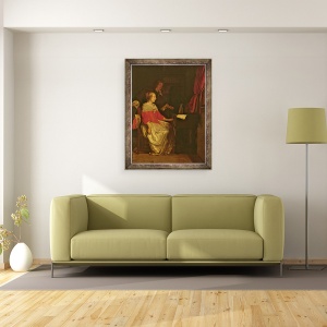 Tablou inramat - Gabriel Metsu - Lectia Virginala, 70 x 90 cm - Img 2