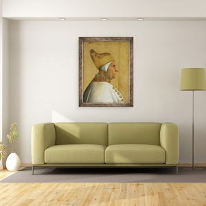Tablou inramat - Gentile Bellini - Giovanni Mocenigo 1408-85 Doge al Venetiei ulei pe panou, 70 x 90 cm - Img 2