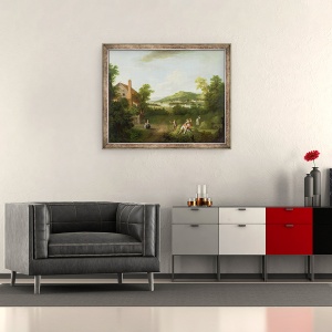 Tablou inramat - George Lambert - Peisaj cu fermieri, 50 x 60 cm - Img 2