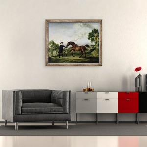 Tablou inramat - George Stubbs - Armasarul ducelui de Ancataster Blank, tinut de un mire, 50 x 60 cm - Img 2