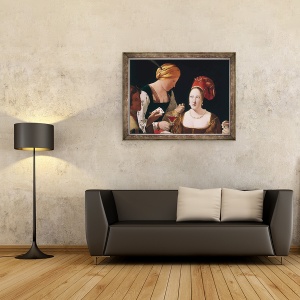Tablou inramat - Georges de la Tour - Cheat cu asul de caro, detaliu reprezentand cele doua femei, 60 x 80 cm - Img 2