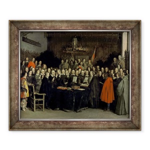 Tablou inramat - Gerard ter Borch - Ratificarea Tratatului de la Munster, 50 x 60 cm