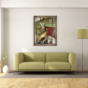 Tablou inramat - Giacomo Jaquerio - Fantana Vietii, detaliu al unui soim care se intoarce la fantana, 70 x 90 cm - Img 2