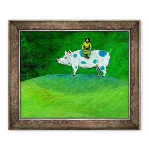 Tablou inramat - Gigi Sudbury - Porcul meu cu pete albastre m-a luat acasa, 50 x 60 cm