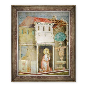 Tablou inramat - Giotto di Bondone - Sfantul Francisc se roaga in Biserica San Damiano, 50 x 60 cm