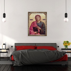 Tablou inramat - Giotto di Bondone - Sfantul Ioan Evanghelistul, panoul din stanga al altarpiesei Badia, 70 x 90 cm - Img 3