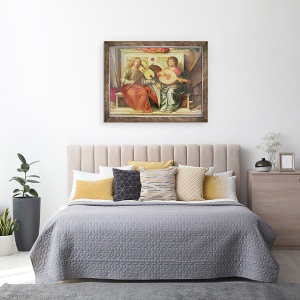Tablou inramat - Giovanni Battista Cima da Conegliano - Detaliu al muzicienilor de inger dintr-o pictura a Fecioarei si a sfintilor, 70 x 90 cm - Img 3