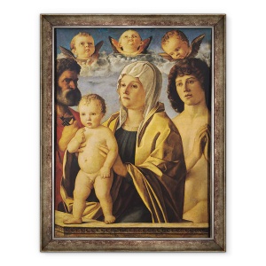 Tablou inramat - Giovanni Bellini - Fecioara si Pruncul cu Sfantul Petru si Sfantul Sebastian, 70 x 90 cm
