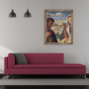 Tablou inramat - Giovanni Bellini - Madonna si Pruncul cu Sfantul Ioan Botezatorul si un sfant, detaliu al orasului de pe malul apei de fundal, 50 x 60 cm - Img 2
