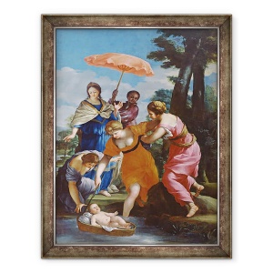 Tablou inramat - Giovanni Francesco Romanelli - Moise a fost salvat din apa, 60 x 80 cm