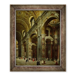 Tablou inramat - Giovanni Paolo Pannini - Cardinalul Melchior de Polignac 1661-1742 Vizitand Sfantul Petru la Roma ulei pe panza, 50 x 60 cm