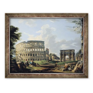 Tablou inramat - Giovanni Paolo Pannini - Colosseumul si Arcul lui Constantin, 60 x 80 cm