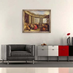Tablou inramat - Giovanni Paolo Pannini - Concert intr-o galerie circulara, 70 x 85 cm - Img 2