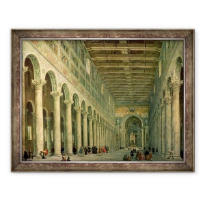 Tablou inramat - Giovanni Paolo Pannini - Interiorul Bisericii San Paolo Fuori le Mura, Roma, 70 x 90 cm