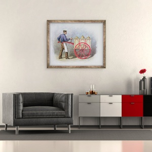 Tablou inramat - Gustav Zafaurek - Vanzatorul de inghetata, 50 x 60 cm - Img 2