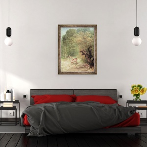 Tablou inramat - Gustave Courbet - Caprioara vanata in alerta, Spring., 60 x 80 cm - Img 3