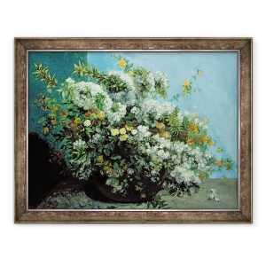 Tablou inramat - Gustave Courbet - Flori si crengi inflorite, 60 x 80 cm