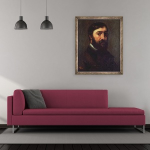 Tablou inramat - Gustave Courbet - Portret De Urbain Cuenot b.1820 1846, 50 x 60 cm - Img 2