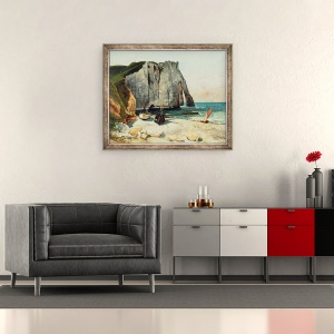 Tablou inramat - Gustave Courbet - Stancile din Etretat, portul Avale, 50 x 60 cm - Img 2
