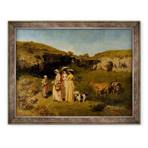Tablou inramat - Gustave Courbet - Tinerele doamne ale satului, 60 x 80 cm