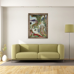 Tablou inramat - Gustave Moreau - Unicornii, 70 x 90 cm - Img 2