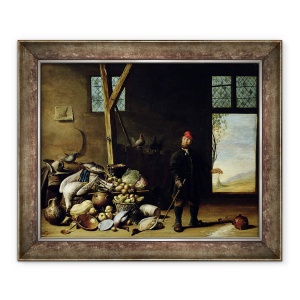 Tablou inramat - Harmen van Steenwyck - taran intr-un interior sau, 50 x 60 cm