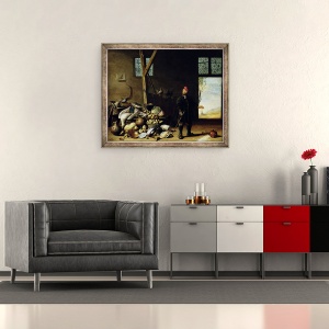 Tablou inramat - Harmen van Steenwyck - taran intr-un interior sau, 50 x 60 cm - Img 2