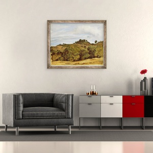 Tablou inramat - Heinrich Reinhold - Peisaj langa Olevano, 50 x 60 cm - Img 2