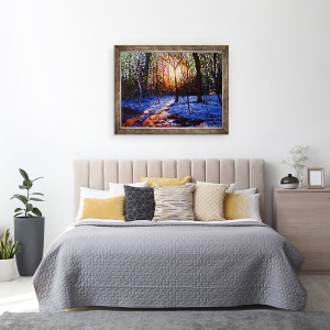 Tablou inramat - Helen White - Apus de soare pe zapada, 2010, 70 x 90 cm - Img 3