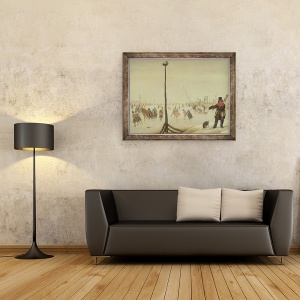 Tablou inramat - Hendrik Avercamp - Un vanator de rata si cainele sau intr-un peisaj de iarna, 70 x 90 cm - Img 2